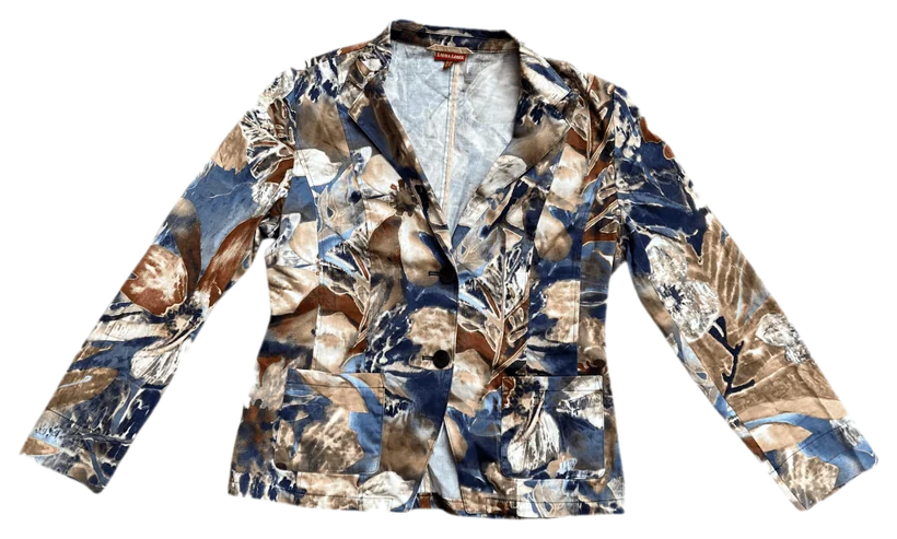 Veste Laura Lebek à imprimé abstrait bleu et beige