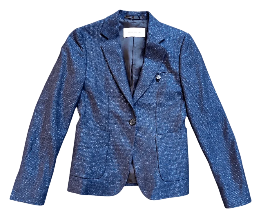 Veste Mauro Grifoni bleue à paillettes, vue de face