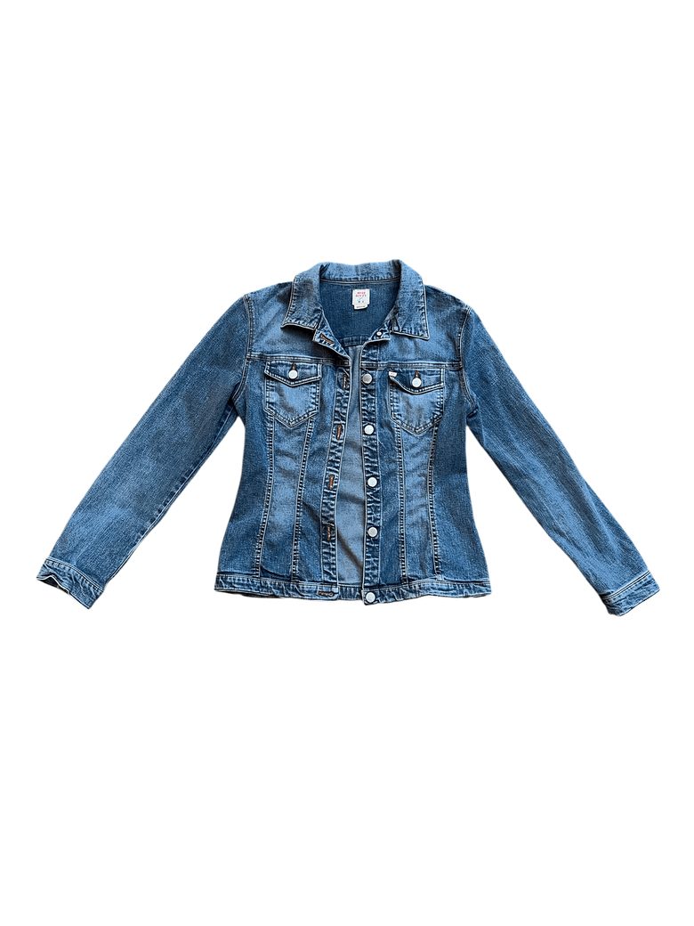 Veste en jean cintrée, délavage moyen