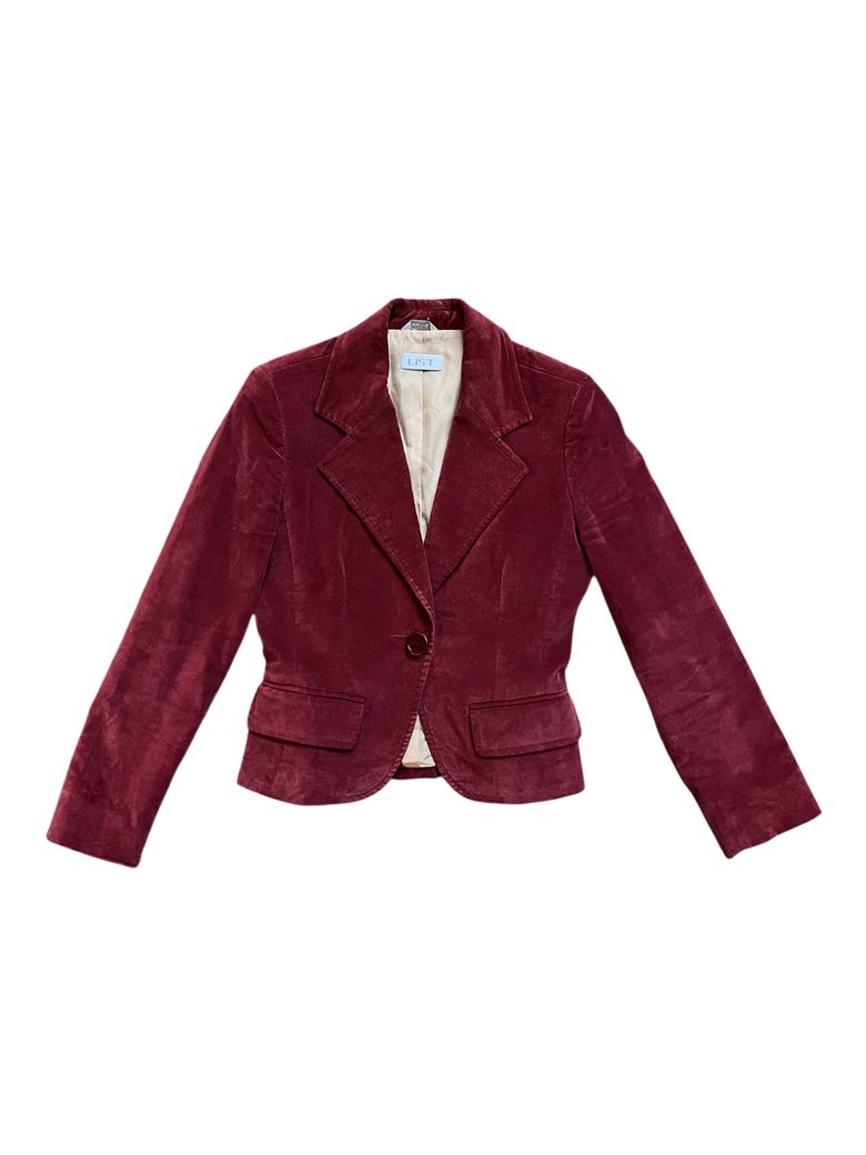 Blazer cintré en velours bordeaux